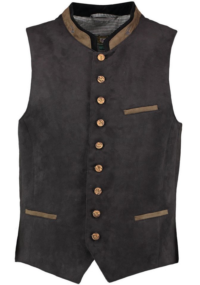 OS Trachten Trachtenweste Glayon Herren Weste mit Hirsch-Emblem auf Kragen von OS Trachten