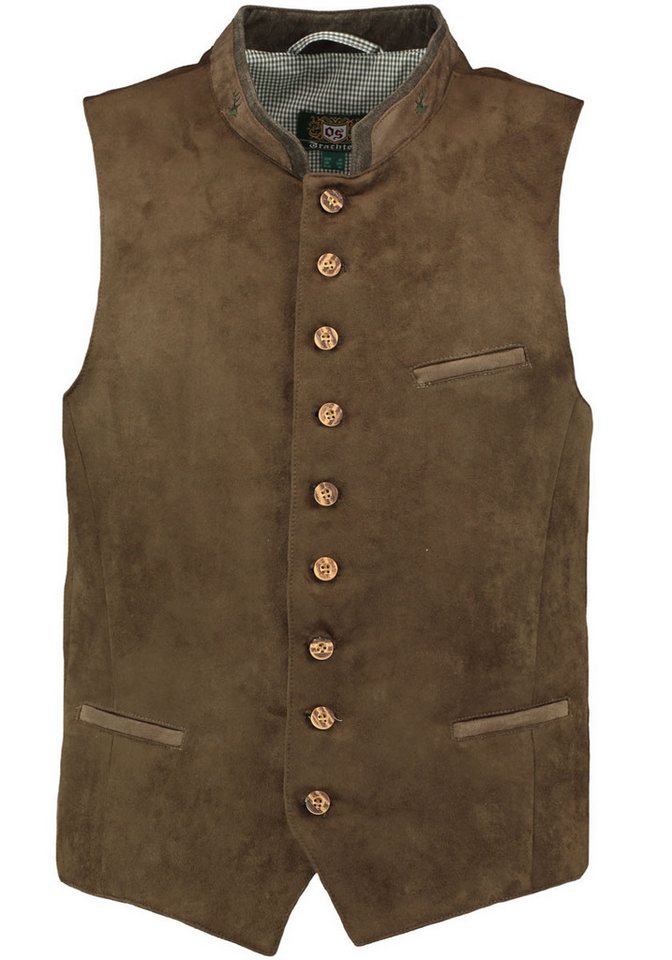 OS Trachten Trachtenweste Glayon Herren Weste mit Hirsch-Emblem auf Kragen von OS Trachten