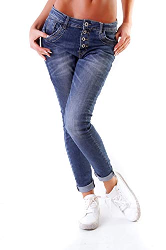 10847 Fashion4young Damen Jeans Röhrenjeans Hose Stretch Boyfriend Slimfit Knopfleiste von OSAB-Fashion