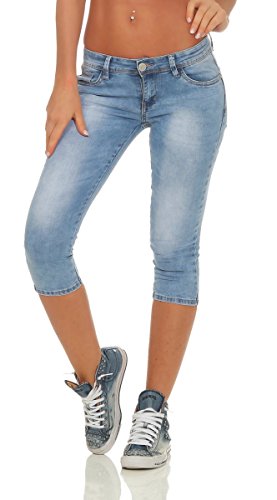 OSAB-Fashion 10710 Damen Capri Jeans 7/8-Jeans Slim-fit Damenjeans Caprihose Bermuda Low Waist von OSAB-Fashion