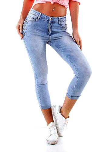 OSAB-Fashion 34648 Damen Jeans Hose Röhre Haremscut Slimfit Knöpfe Knöchellang von OSAB-Fashion