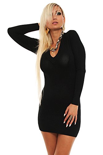 OSAB-Fashion 5123 Damen Feinstrick Pullover Strickkleid Longpullover V-Ausschnitt Bodycon von OSAB-Fashion