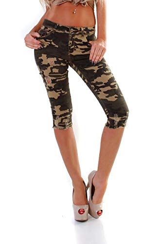 OSAB-Fashion 5157 Damen Jeans Bermudas Capri Tarnhose Army Camouflage Slimfit Destroyed von OSAB-Fashion