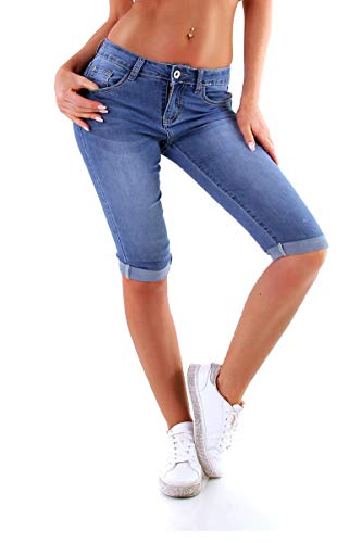 OSAB-Fashion 5526 Damen Jeans Skinny Hose Slimfit Bermudas Knielang Pants Streetwear von OSAB-Fashion