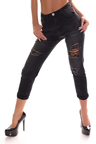 OSAB 14422 Fashion Damen Boyfriend Baggy Jeans Harems Hose Destroyed Risse Cut-Outs Regular von OSAB