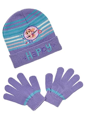 OSAB 44010 Kinder-Set Baby Beanie Mütze + Handschuhe PAW Patrol Rescue Team Skye (2-lila, 54cm) von OSAB