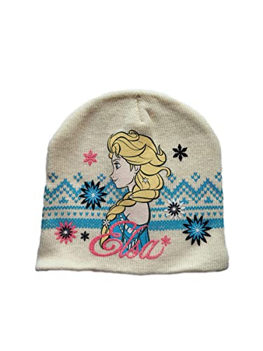 OSAB 44018 Kinder Beanie Mütze DISNEY FROZEN Die Eiskönigin Anna Elsa (1-weiß, 52cm) von OSAB