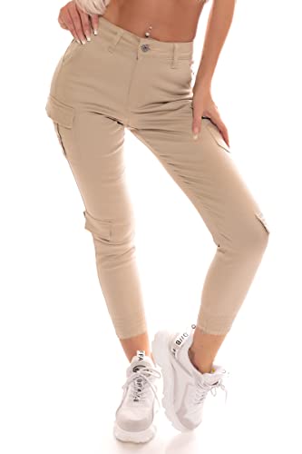 OSAB 77106 Damen Cargo Hose Pants Slimline Chinohose Knöchellang High Waist von OSAB