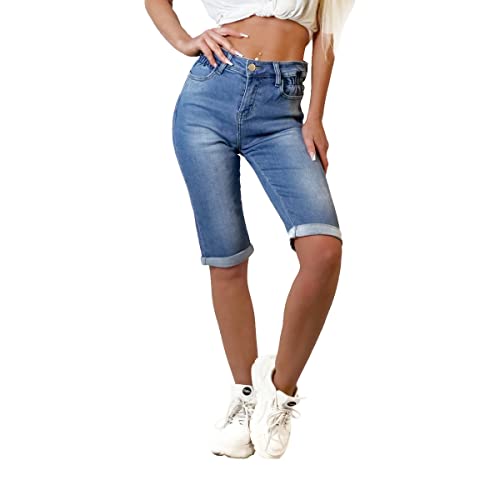 OSAB 77111 Fashion Damen Jeans Bermuda Shorts Kurze Hose Caprihose Gummizug Übergröße Panty von OSAB