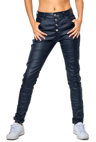 OSAB 88063 Damen Röhrenhose Slimline Leder-Look Lederimitat Damenhose Wetlook Hose von OSAB