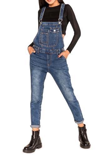 OSAB 88069 Casual Damen Jeans Latzhose Hose Pants Träger Slimline Overall Destroyed von OSAB
