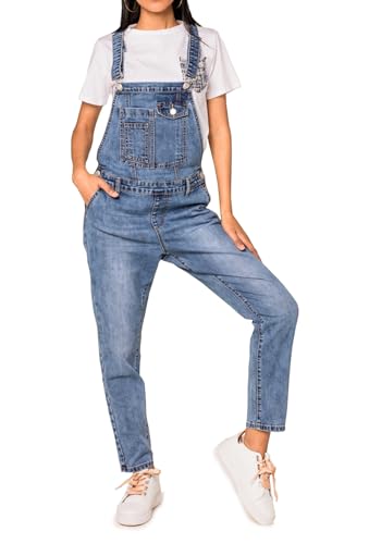 OSAB 88069 Casual Damen Jeans Latzhose Hose Pants Träger Slimline Overall Destroyed von OSAB