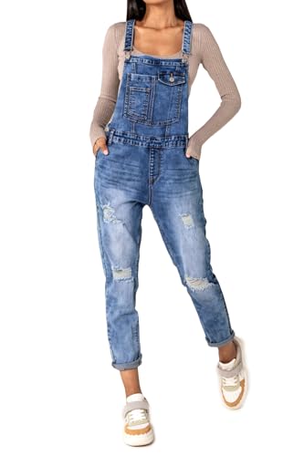 OSAB 88071 Knackige Damen Jeans Latzhose Hose Pants Träger Röhren Overall Destroyed von OSAB