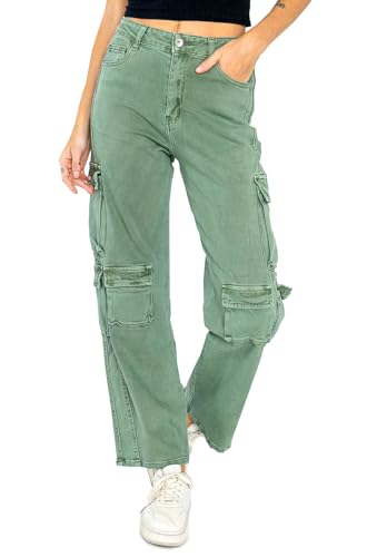 OSAB 88082 Damen Cargo Jeans Hose Chino High Waist Pants von OSAB