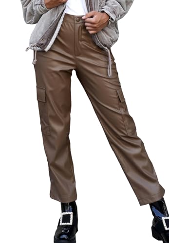 OSAB 88091 Casual Damen Hose Wide Leg Cargo Leder-Look Lederimitat Pants von OSAB