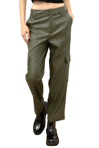 OSAB 88091 Casual Damen Hose Wide Leg Cargo Leder-Look Lederimitat Pants von OSAB