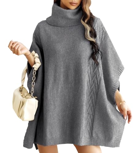 OSAB 88094 Casual Damen Feinstrick Oversize Rollkragen Pullover Überwurf Poncho Sweater von OSAB