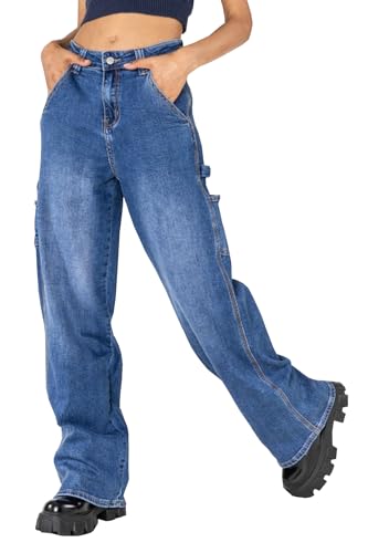 OSAB 88099 Casual Damen Jeans Hose Bootcut Wide Leg High Waist Denim Pants von OSAB