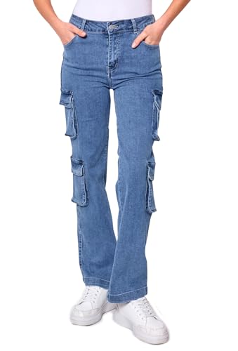 OSAB 88101 Damen Cargo Jeans Hose Chino High Waist Skinny Pants von OSAB