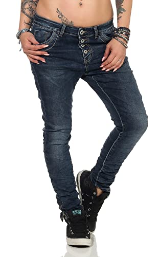 OSAB N10118 Damen Jeans Röhrenjeans Hose Baggy Boyfriend Jeans Knopfleiste Übergrößen von OSAB