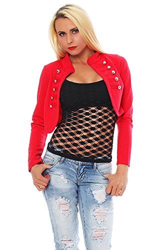 OSAB N10455 Damen Bolero Kurzjacke Blazer Jäckchen Jacke Army-Look Military (as3, Alpha, s, m, Regular, Regular, 1-Coral) von OSAB