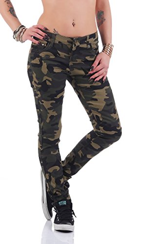 OSAB N4454 Damen Jeans Baggy Boyfriend Slimfit Camouflage ArmyStyle Streetwear von OSAB