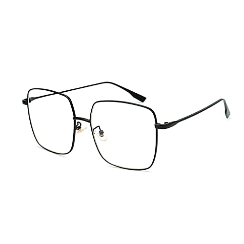 OSAGAMA Blaulichtblockierende Brille für Frauen Anti-Ermüdung Übergroße Quadratische Computerbrille Metallrahmenbrille für PC, TV Black von OSAGAMA