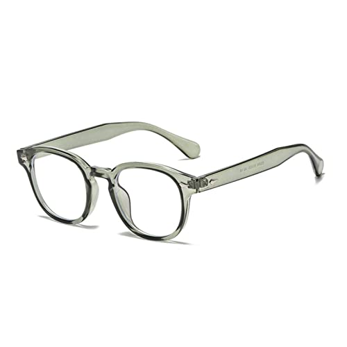 OSAGAMA Blaulichtfilter Vintage Retro Runde Brille mit Klarer Linse Bluelight Blocker Ohne Sehstärke Clear Dunkel Grün von OSAGAMA