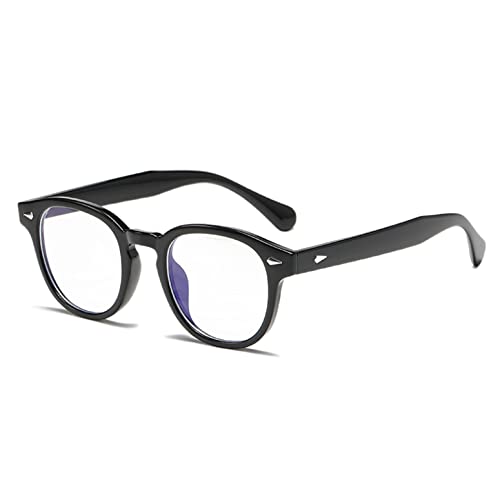 OSAGAMA Blaulichtfilter Vintage Retro Runde Brille mit Klarer Linse Bluelight Blocker Ohne Sehstärke Schwarz von OSAGAMA