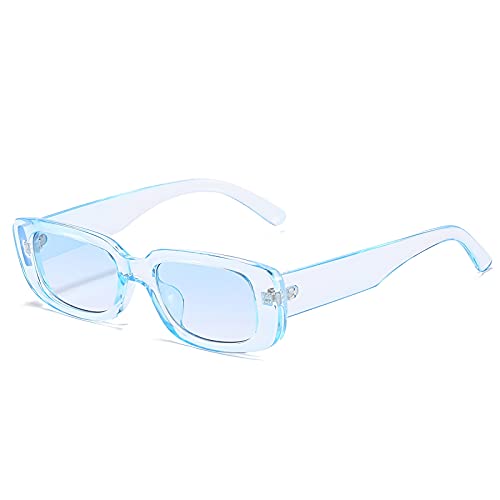 OSAGAMA Damen Rechteckige Sonnenbrille für Damen Herren Vintage Retro Rechteckige Mode Brille UV400 Schutz Blau von OSAGAMA