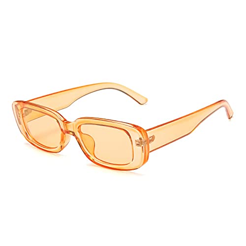 OSAGAMA Damen Rechteckige Sonnenbrille für Damen Herren Vintage Retro Rechteckige Mode Brille UV400 Schutz Orange von OSAGAMA