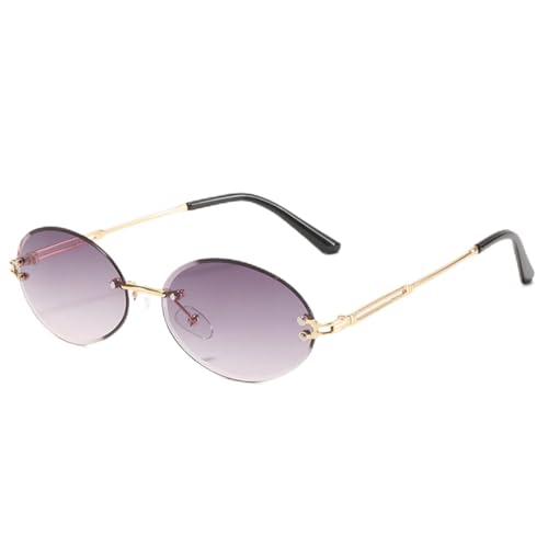 OSAGAMA Mode Sonnenbrille Kleine Ovale Randlose Brille für Damen Herren (Grau) von OSAGAMA