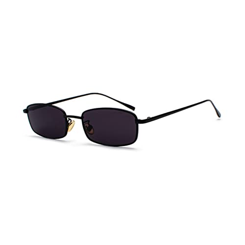 OSAGAMA Retro Rechteckige Sonnenbrille Metall Rahmen Mehrfabige Brille für Damen Herren Schwarz von OSAGAMA