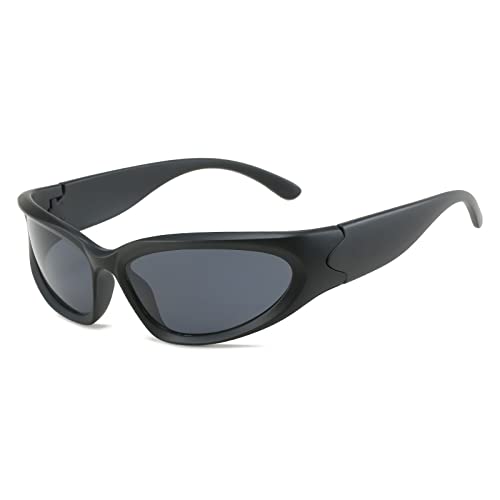 OSAGAMA Rundum-Sonnenbrille für Männer und Frauen Swift Oval Outdoor Sport Shades Silber verspiegelte Brille Schwarz/Schwarz von OSAGAMA