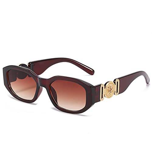 OSAGAMA Trendige rechteckige Sonnenbrille für Damen Herren unregelmäßige Vintage 90er Brille UV-Schutz Braun/Farbverlauf Braun OSAGAMA Trendige rechteckige Sonnenbrille für Damen Herren unregelmäßige Vintage 90er Brille UV-Schutz Braun/Farbverlauf Braun von OSAGAMA