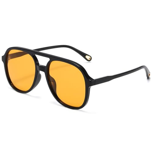 OSAGAMA Vintage Polarisierte Sonnenbrille Pilot Brille Oversized Sunglasses für Damen Herren (Schwarz Gelb) von OSAGAMA