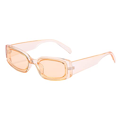 OSAGAMA Vintage Retro Rechteckige Sonnenbrille für Damen Herren Rechteckige Modische Brille UV400 Schutz Champagner von OSAGAMA
