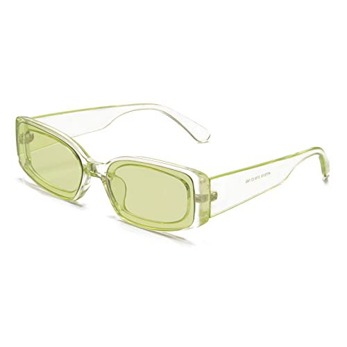 OSAGAMA Vintage Retro Rechteckige Sonnenbrille für Damen Herren Rechteckige Modische Brille UV400 Schutz Grün von OSAGAMA