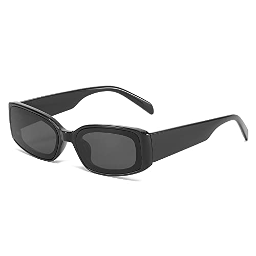 OSAGAMA Vintage Retro Rechteckige Sonnenbrille für Damen Herren Rechteckige Modische Brille UV400 Schutz Schwarz von OSAGAMA