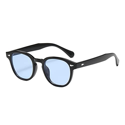 OSAGAMA Vintage Retro Runde Sonnenbrille für Damen Herren Fashion Brille Schwarz Blau von OSAGAMA