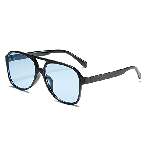 OSAGAMA Vintage Retro Sonnenbrille Gelb Getönte Brille für Damen Herren (Schwarz Blau) von OSAGAMA