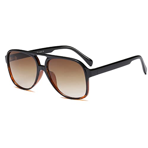 OSAGAMA Vintage Retro Sonnenbrille Gelb Getönte Brille für Damen Herren (Schwarz Leopard) von OSAGAMA