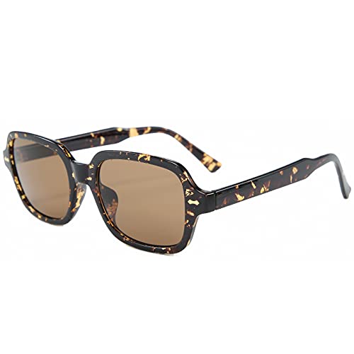 OSAGAMA Vintage Retro Sonnenbrille für Damen Herren Fashion Square Sonnenbrille Fashion Leopard Braun von OSAGAMA