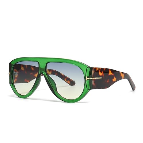 OSAGAMA Vintage Übergroße Sonnenbrille Ovale Pilot Brille Oversized Sunglasses für Damen Herren Grün von OSAGAMA