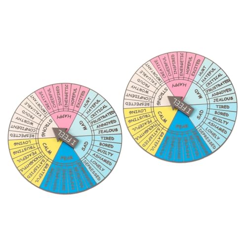 2 Stück Emotion Wheel Badge Tragbarer Emotionen Drehkreis für Psychische Gesundheit Langlebig Leicht Unterstützung für Emotionale Regulierung von OSALADI