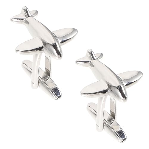 OSALADI 1 Paar Flugzeug Manschettenknöpfe für Herren Dekorative Cufflinks Hochwertigem Silberfarben für Anzüge und Jede Gelegenheit von OSALADI