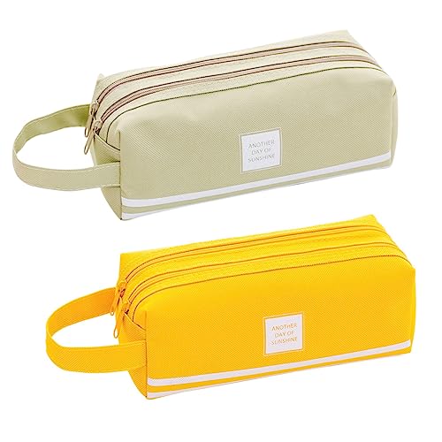 OSALADI 1 Satz Multifunktionales Federmäppchen Große Kapazität Praktische Stiftspeicherung Zufällige Farben Für Schule Und Büro Mit Reißverschluss Und Tragegriff 2 Stück von OSALADI