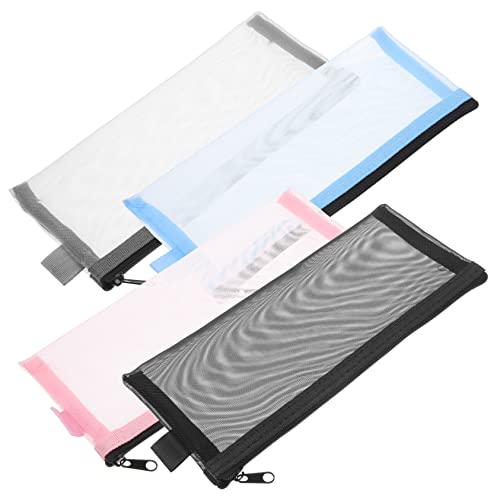 OSALADI 1 Satz Teiliges Transparente Stiftetui Nylon Multifunktionale Aufbewahrungstaschen Für Bürobedarf Schulmaterial Und Kosmetik Für Klassenräume Und Schwarz Blau Rosa 4 Stück von OSALADI
