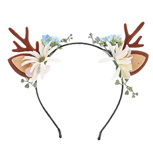 OSALADI 1 Stück Hirschgeweih-Stirnband Weihnachts-Haarband Blumen-Kopfbedeckung Kreatives Hirsch-Stirnband Haar-Accessoires Für Frauen (Muster 3) von OSALADI