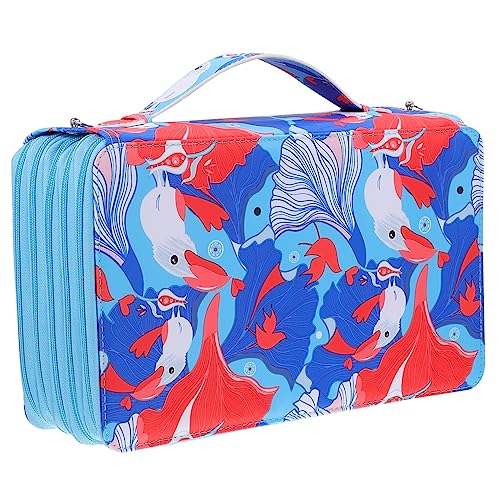 OSALADI 1 Stück Multilayer Stifte Tasche mit Traggriff Große Kapazität Tragbare Aufbewahrung für Zeichnungsstifte für Schule und Büro von OSALADI